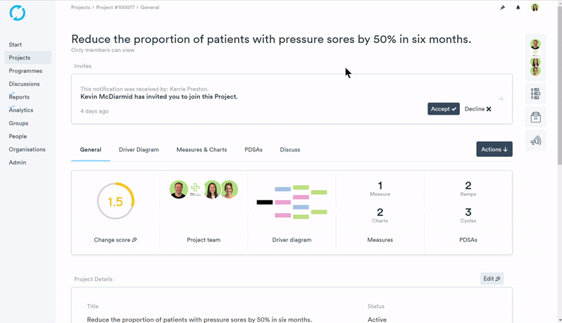 feature update project page life timeline project